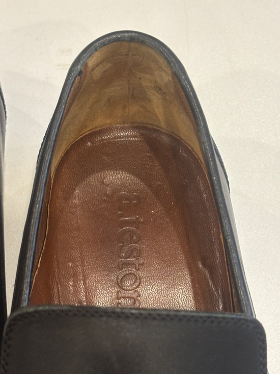 a. testoni Black Leather Slip-On Loafers with Silver Bit main image 6